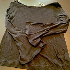 Splendid dark grey long sleeve boat neck t